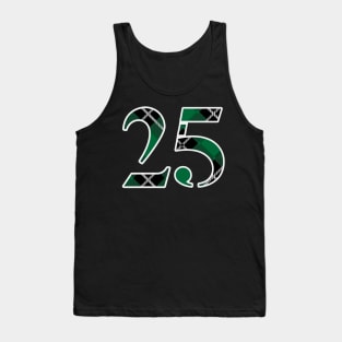 25 Sports Jersey Number Green Black Flannel Tank Top